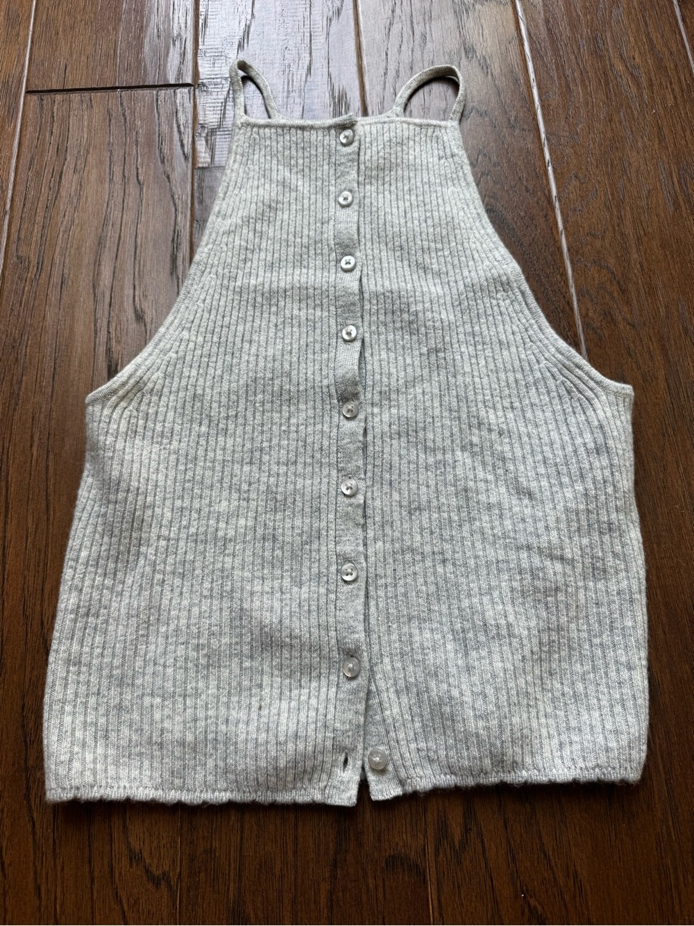 Anthropologie (size S) Women's Gray Ribbed Button-Front Halter Tank Top